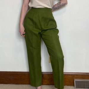 Vintage 1960s Jack Winter Avocado Green High Rise Pants